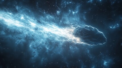 Wall Mural - blue nebula floats. space scene showing dark sky and galaxy dust. cosmic light effect with bright st