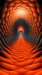 Poster - Abstract Orange Geometric Tunnel