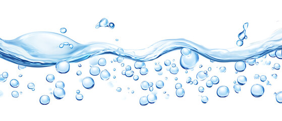 Poster - Fluid motion of water bubbles nature stock image white background close-up visual concept for clarity