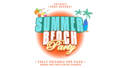 Poster - 3d summer beach party bold tect effect