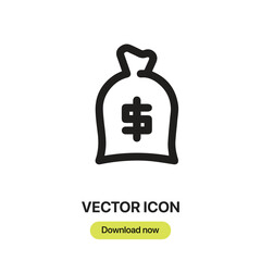 Leinwandbilder - Bag icon vector. Linear-style sign for mobile concept and web design. Bag symbol illustration. Pixel vector graphics - Vector.