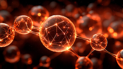 Poster - intricate glowing spheres linked by fiery threads, creating a mesmerizing visual metaphor for connec