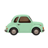 Cartoon Car in Light Green with Transparent Background