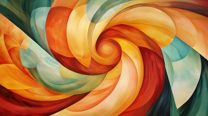 Poster - curved shapes and lines that twist and spiral inward, creating a sense of motion and fluidity.