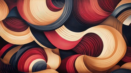 Poster - curved shapes and lines that twist and spiral inward, creating a sense of motion and fluidity.