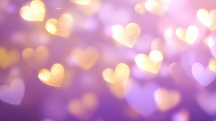 Poster - Pastel pink blurred heart-shaped bokeh lights background 
