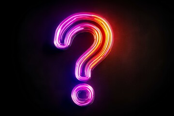 Poster - Neon question mark on a black background,  high-resolution photography