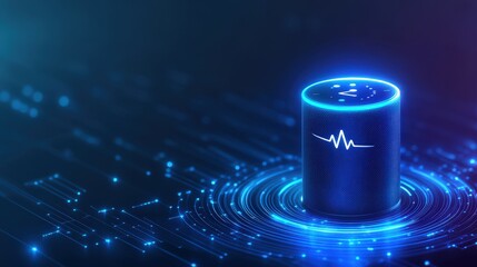 Poster - A voice assistant integrated with a smart health device, responding to commands to measure blood pressure or heart rate,
