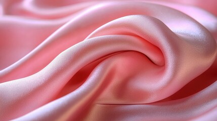 Poster - Soft pink silk fabric draping gently in elegant folds, showcasing its smooth texture and luster