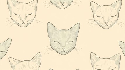 Naklejka na meble Cat Face Pattern Design for Textiles and Home Decor Projects