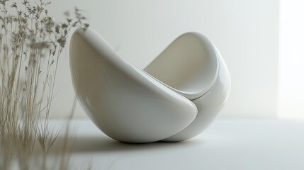 Poster - Elegant White Sculpture with Minimalist Design and Soft Curves