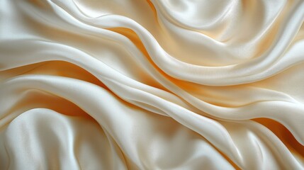 Poster - Soft silk fabric draping elegantly in gentle folds shows a smooth texture and warm tones in natural light