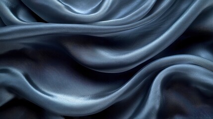 Aufkleber - Silky drapes display elegant waves and gentle folds in soft blue fabric