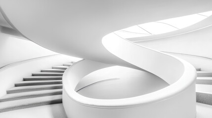 Poster - Elegant White Spiral Staircase in Modern Architectural Design