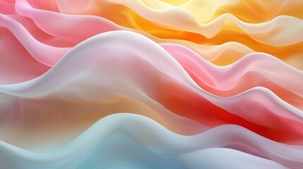 Aufkleber - Soft flowing fabric in pastel shades creating a serene and calming abstract pattern in warm light