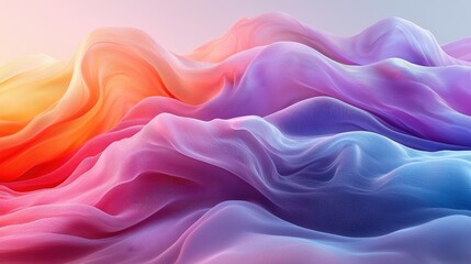 Aufkleber - Colorful flowing fabric waves create an abstract and vibrant backdrop in soft pastel hues