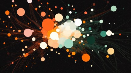 Aufkleber - An abstract design featuring colorful circles and flowing lines against a dark background, evoking a sense of movement and creativity.
