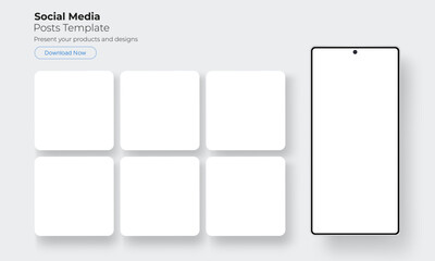 Fototapete - Frameless Smartphone With Social Media Posts, Blank Template For Your Designs. Vector Illustration
