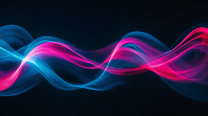 Poster - Abstract pink and blue swirling wave design background image art glow neon dark light style lines