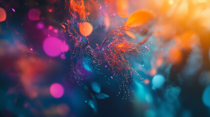 Poster - Abstract colorful background with vivid orange and pink hues art blue light style image design bright