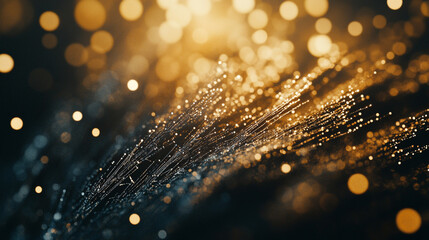 Poster - Abstract golden sparkle background with dark elegant texture and glowing lights shiny night magic