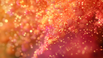 Poster - Abstract orange and pink glitter background festive sparkling design red art gold shiny light magic