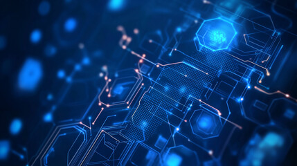 Poster - Abstract digital technology background blue circuit board design web data wire cyber future modern