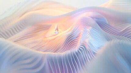 Poster - A single drop of water sits on a soft, layered, abstract surface.