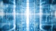 © JGenerative - Futuristic Data Center with Glowing Cylinders and Digital Effects
