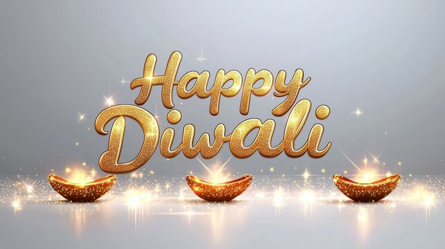 A modern Diwali digital greeting with golden sparkles and 