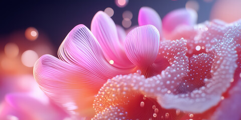 Poster - Soft curves and fluid shapes blend together, resembling underwater coral formations bathed in glowing hues. A vivid exploration of color and texture captivates the senses with its organic allure