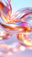 Poster - Abstract digital creations mimic the beauty of coral, with fluid shapes flowing gracefully and reflecting warm, shimmering light. An enchanting visual experience of organic forms
