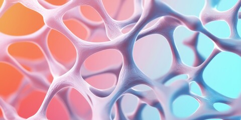 Aufkleber - A colorful, abstract representation of interconnected cells or structures, showcasing a blend of pastel hues and intricate patterns.