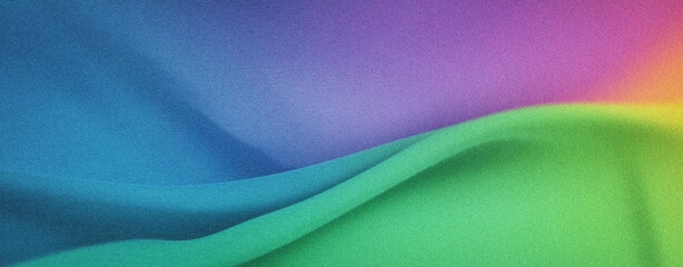Aufkleber - Abstract Fabric Waves in Gradients of Blue, Purple, Green, and Yellow for Stylish Background Designs with a grainy gradient abstract noise texture Background banner wallpaper backdrop