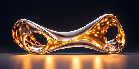 Poster - In a dimly lit space, flowing biomorphic structures evoke the essence of nature and life, seamlessly intertwining with luminous accents that enhance their graceful curves