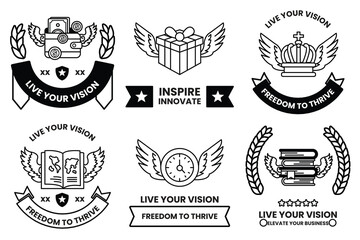 Wall Mural - set of illustrations in the concept of a business with wings in a line style