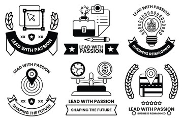 Wall Mural - set of illustrations in the concept of business and digital in line art style