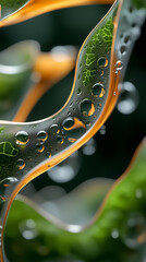 Aufkleber - Delicate organic structures emerge, mimicking the elegance of plant life. Curved forms intertwine with droplets, showcasing a mesmerizing dance of nature and technology in a vibrant design