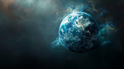 Poster - A digital rendering of Earth in space.