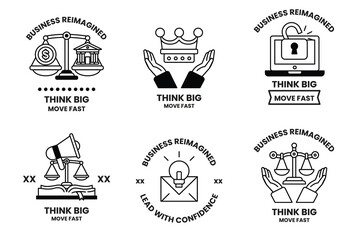 Wall Mural - set of illustrations in the concept of business and digital in line art style
