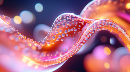 Poster - Flowing digital creations mimic the elegance of coral, with vibrant hues and intricate details. Bubbles rise within these surreal forms, captivating the viewer in a fluid dance of light and color