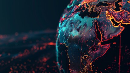 Poster - A digital rendering of the globe with glowing lines.