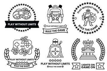 Wall Mural - set of illustrations in the concept of gamers in a line style