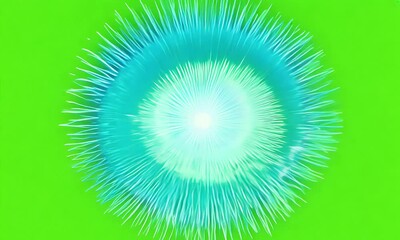 Wall Mural - dynamic burst of neon blue lines spinning rapidly, a glowing explosion on a vibrant green background
