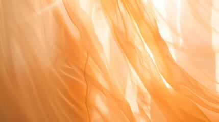 Poster - A sheer, orange curtain with light shining through it.