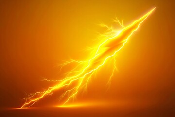 Poster - Minimalist Yellow Lightning Bolt Clipart - Orange Background High-Resolution Stock Photo