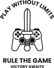 Wall Mural - a black and white image of a video game controller with a sword on top of it