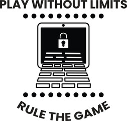 Wall Mural - a black and white image of a laptop with a lock on it