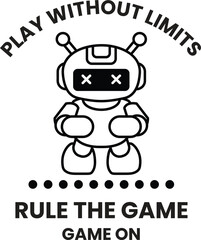 Wall Mural - a robot is standing on a white background with the words play without limits