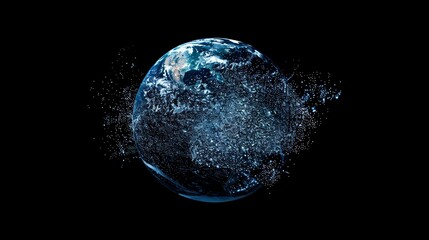 Poster - An abstract illustration of the Earth in space, rendered with a futuristic style.